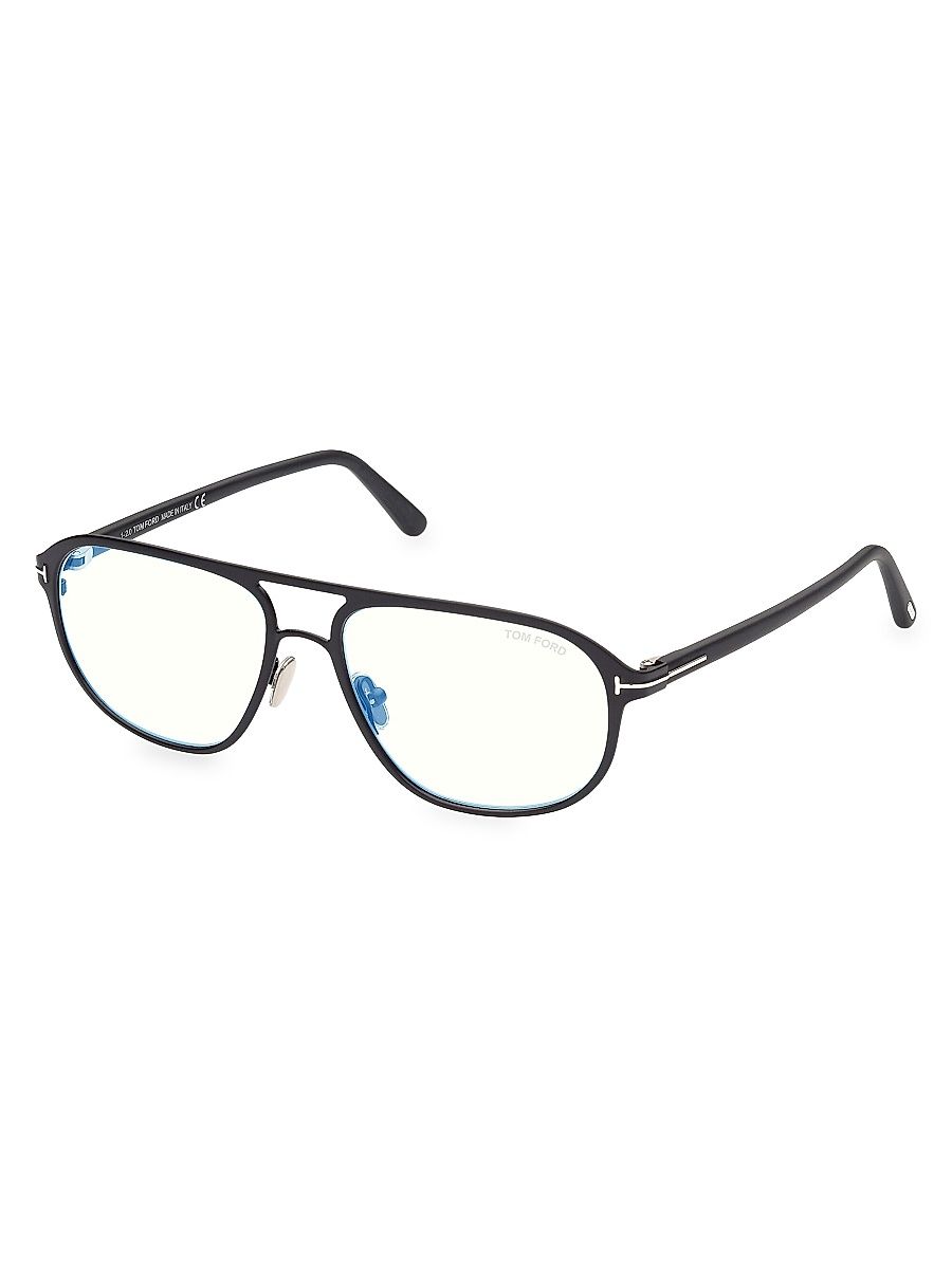 Men's Blue Filter 55MM Navigator Sunglasses - Matte Black