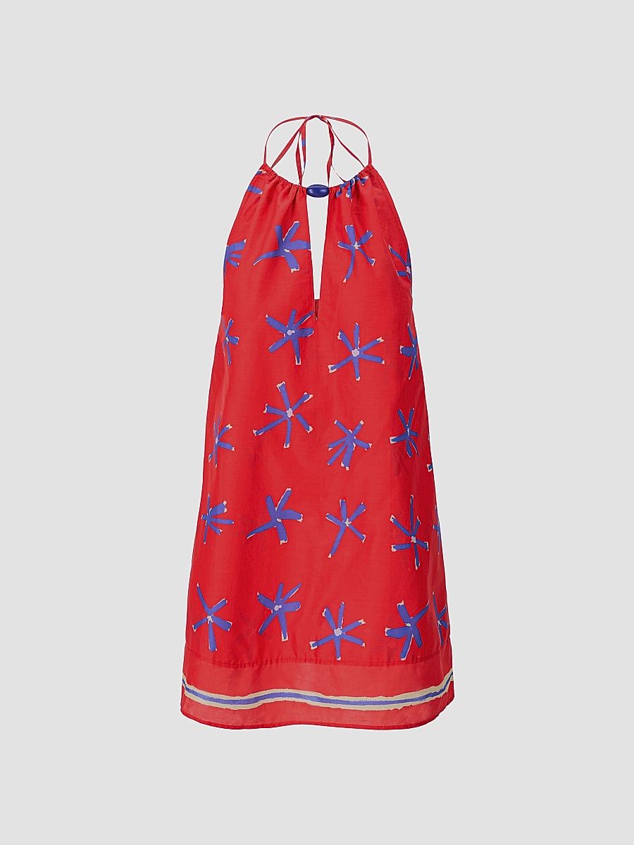 Women's Dani Linen Halter Mini Dress - Painted Foulard - Size XL