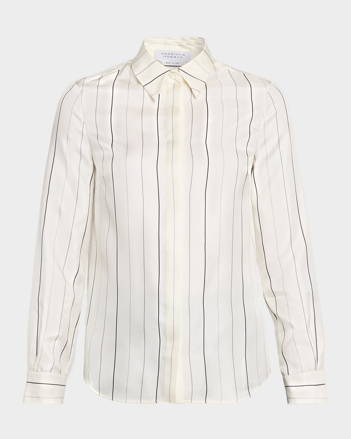 Henri Pinstripe Silk Button-Down Blouse