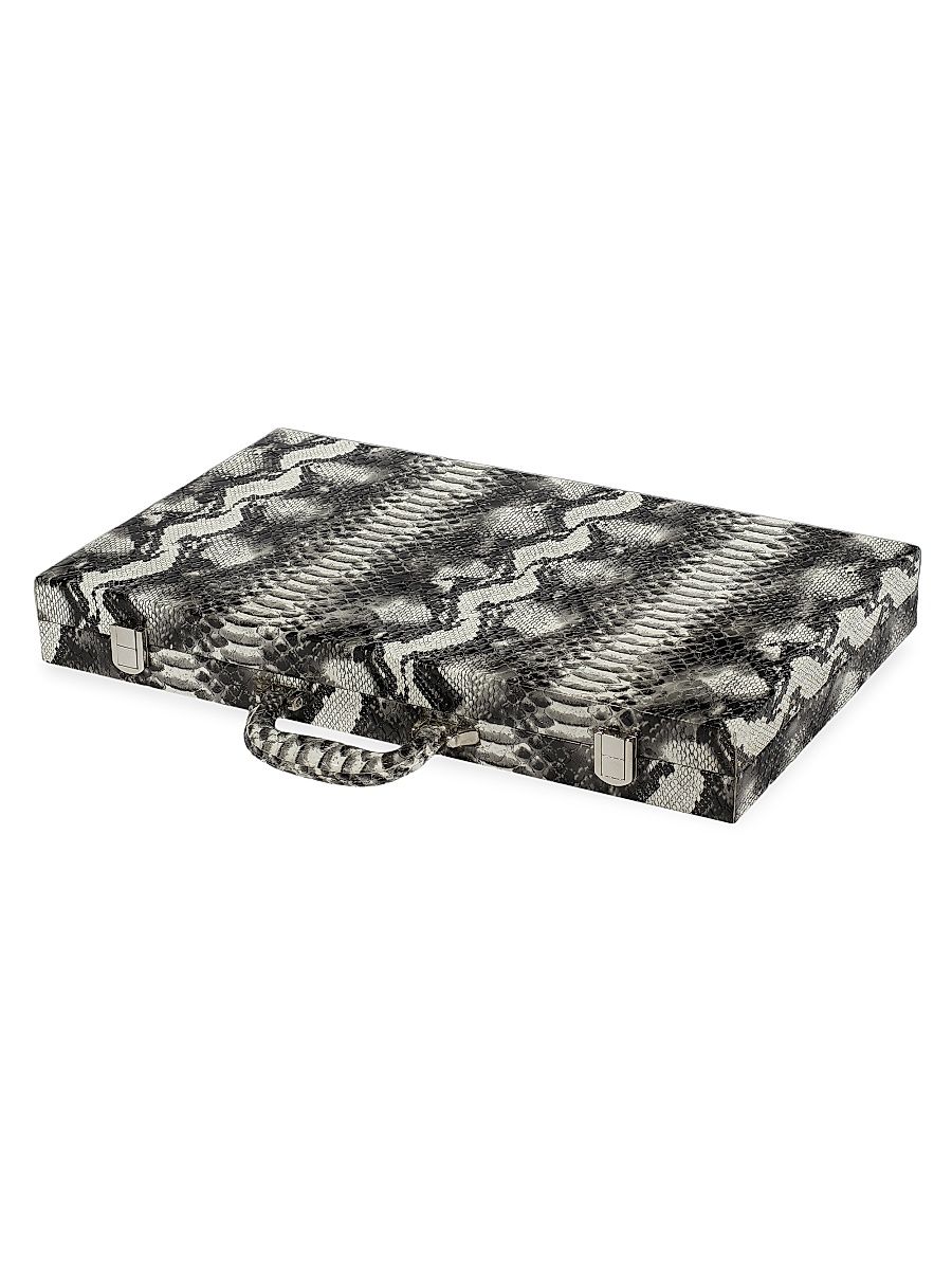 Faux Snakeskin Backgammon Set - Black White