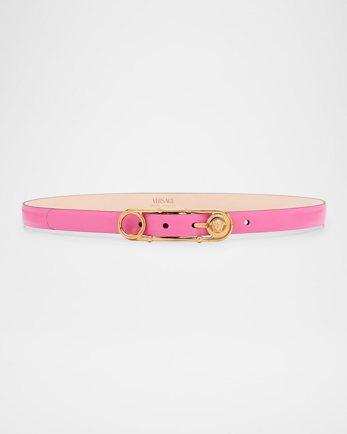 Medusa Safety Pin Leather Belt