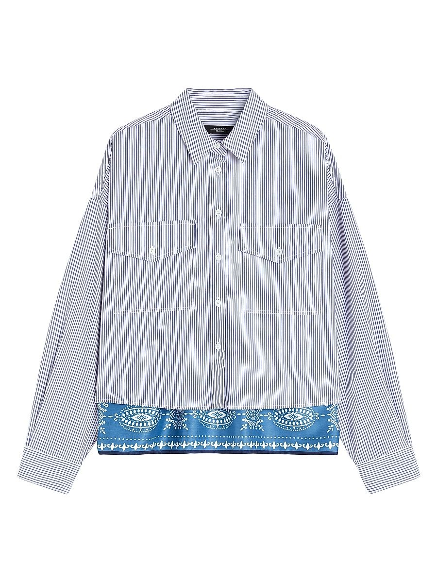 Women's Heavy Cotton Canvas Shirt - Navy Fine Stripe - Size 16