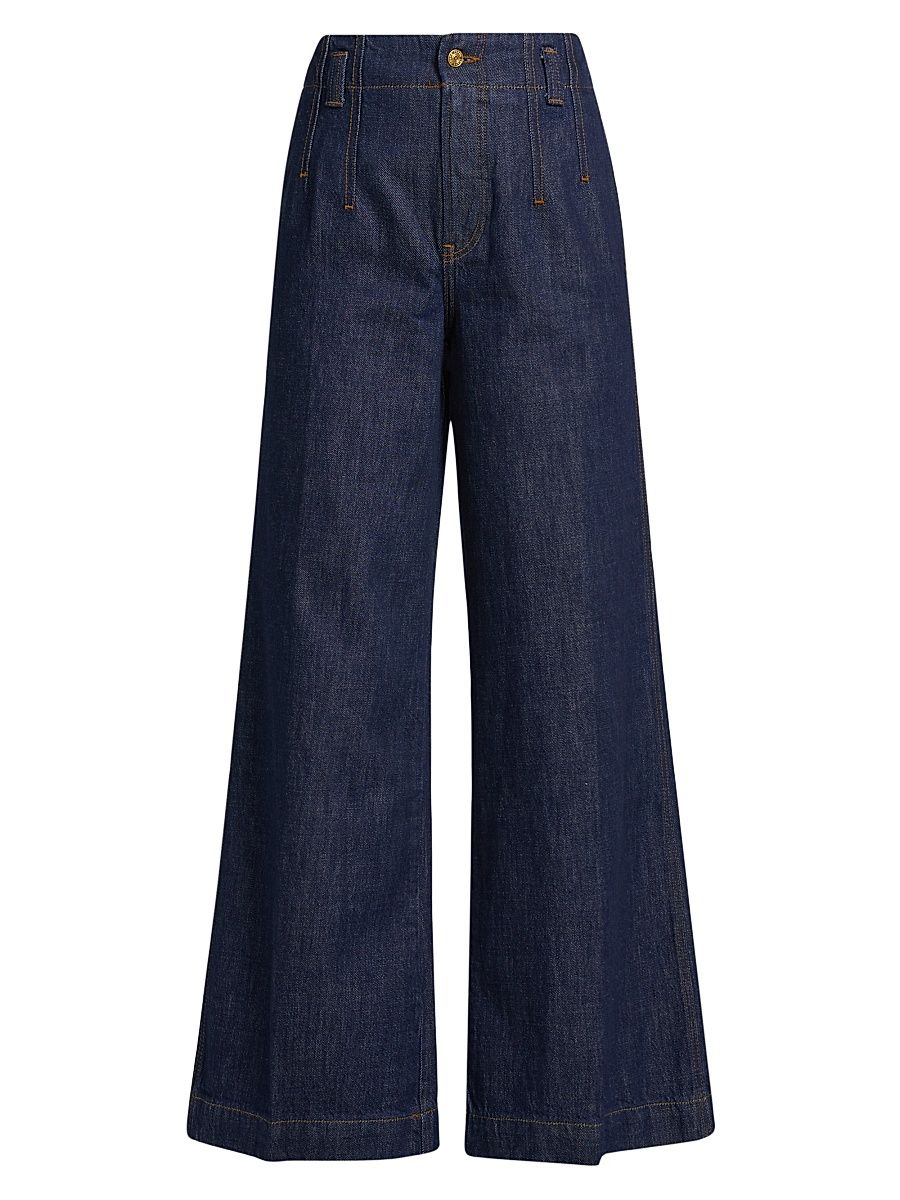 Women's Darted Wide-Leg Jeans - Rinse - Size 30