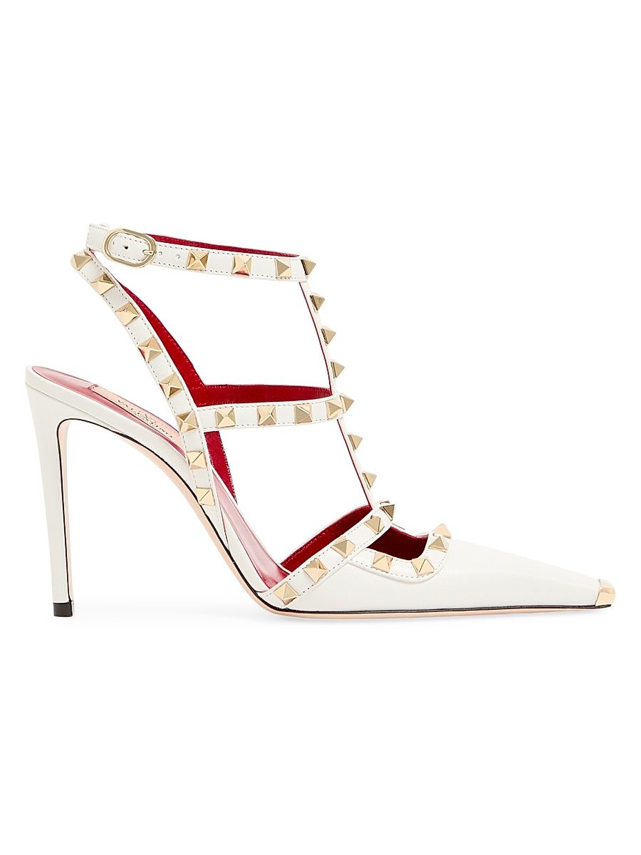 Women's Rockstud 100MM Kidskin Pumps - White - Size 12