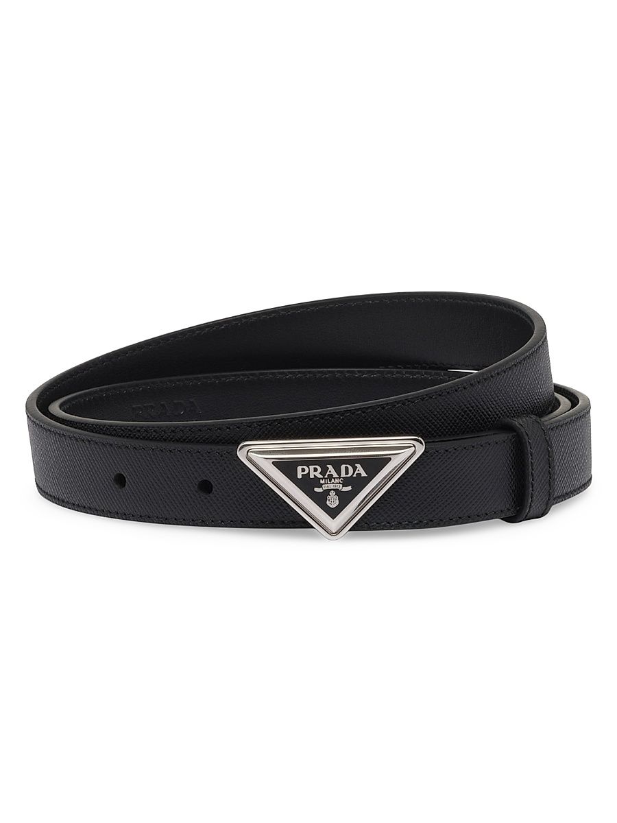 Women's Saffiano Leather Belt - Black - Size 38