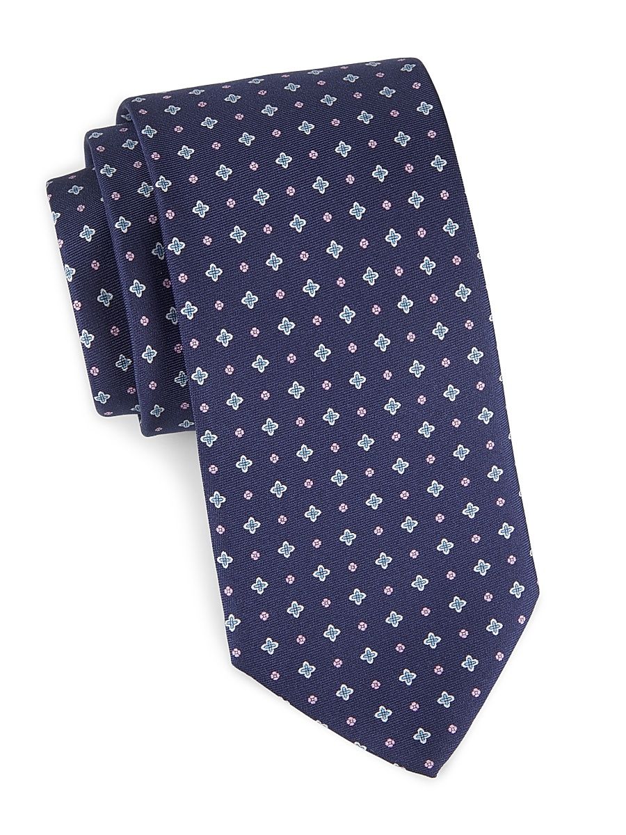 Men's Micro Floral Silk Tie - Blue