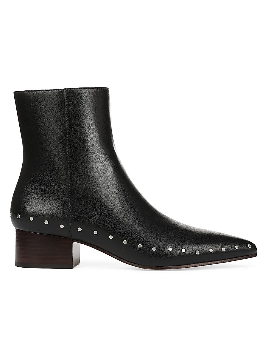 Women's August 40MM Stud-Trim Leather Boots - Black - Size 11