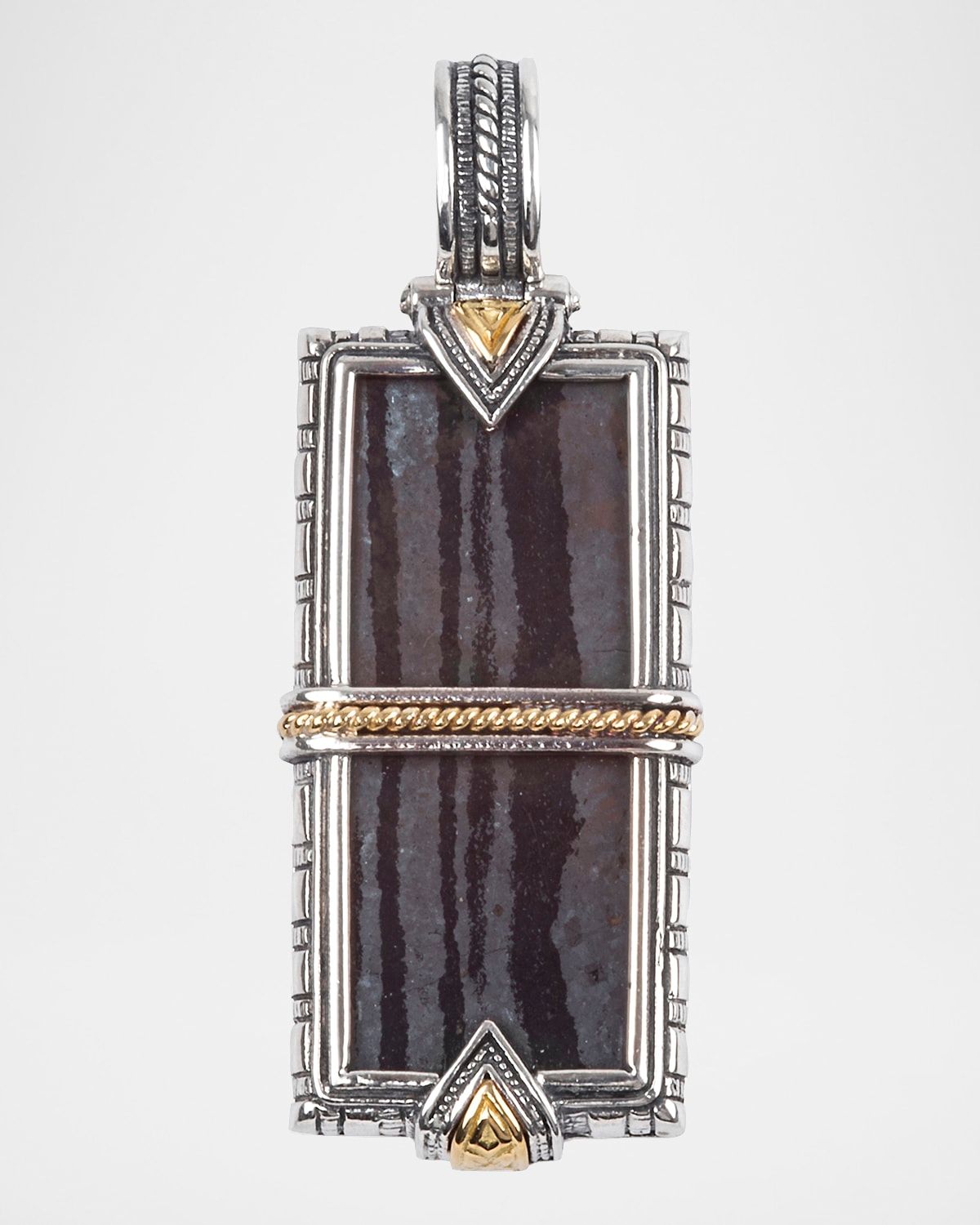 Men & apos;s 18K Gold/Silver Carved Ferrite Pendant