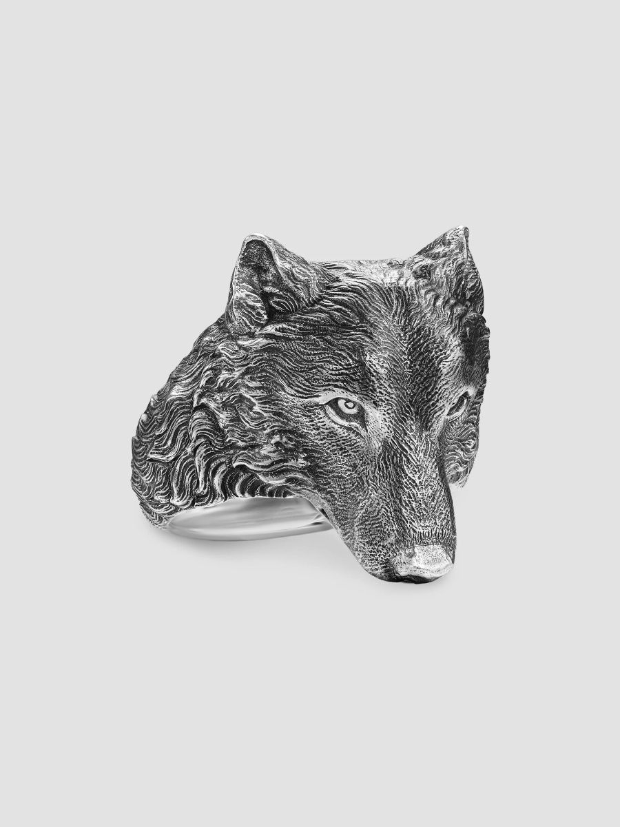 David Yurman Men's Petrvs Wolf Signet Ring in Sterling Silver, 25MM - Silver - Size 7