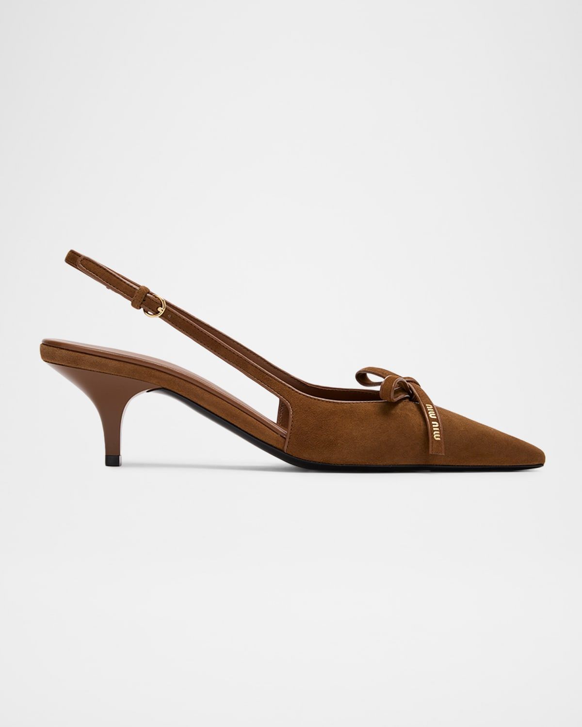 55mm Bow Suede Slingback Pumps