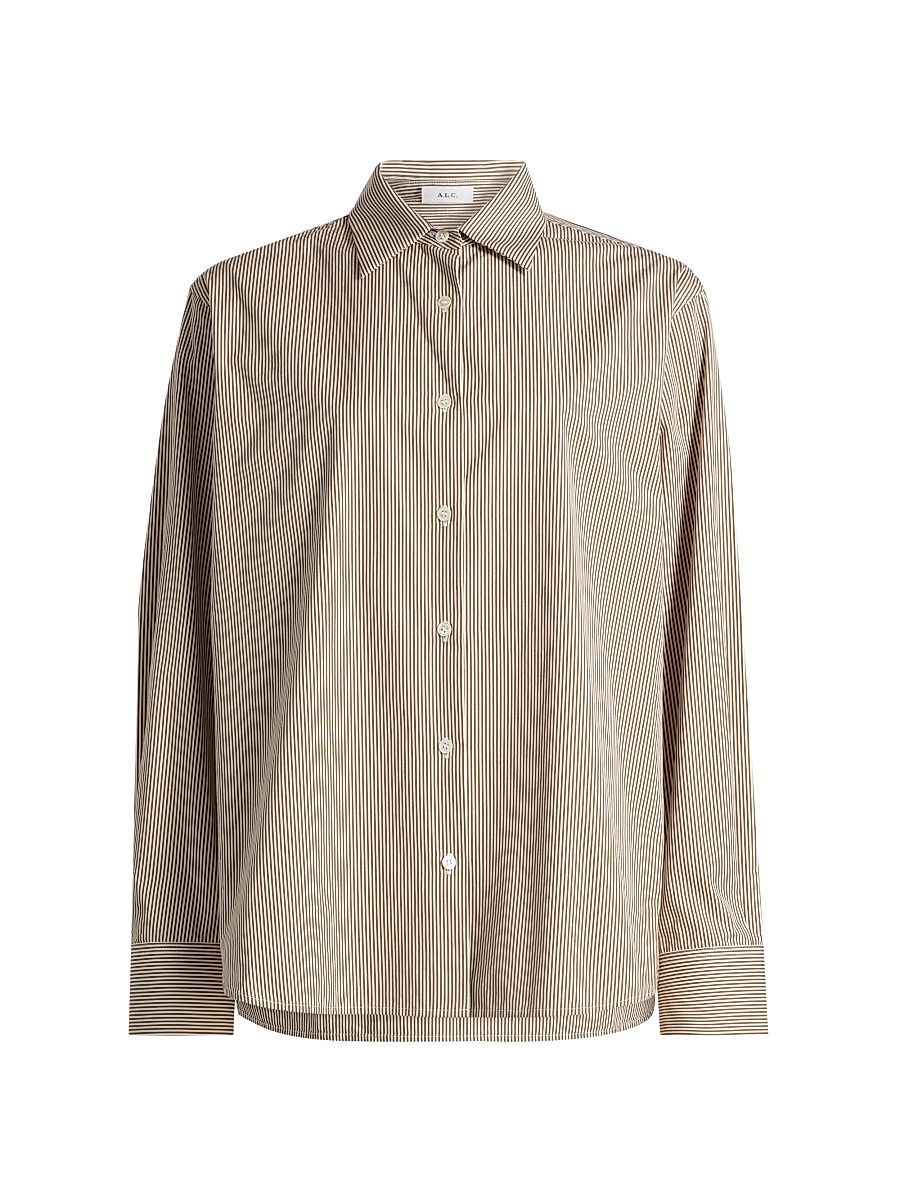 Women's Mason Striped Cotton Top - Pearl Aged Bronze - Size 6