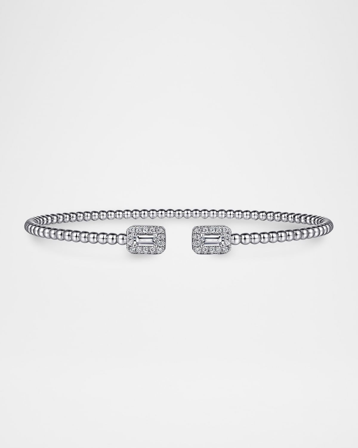 14K Gold Bujukan Open Cuff Bracelet with Diamond Baguettes