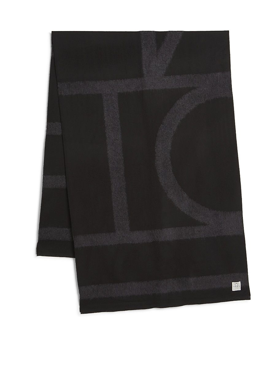 Women's Wool-Blend Twill Scarf - Black