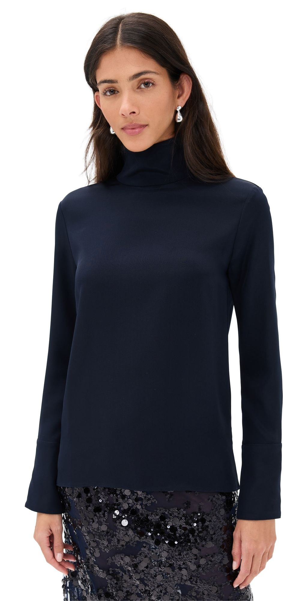 Renggli Silk Turtleneck Top Midnight M