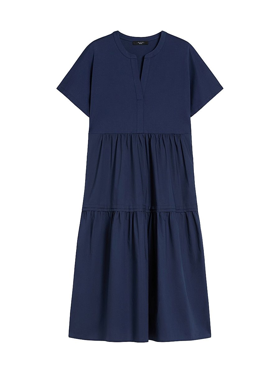 Women's Cotton Jersey Flounce Dress - Navy - Size XL