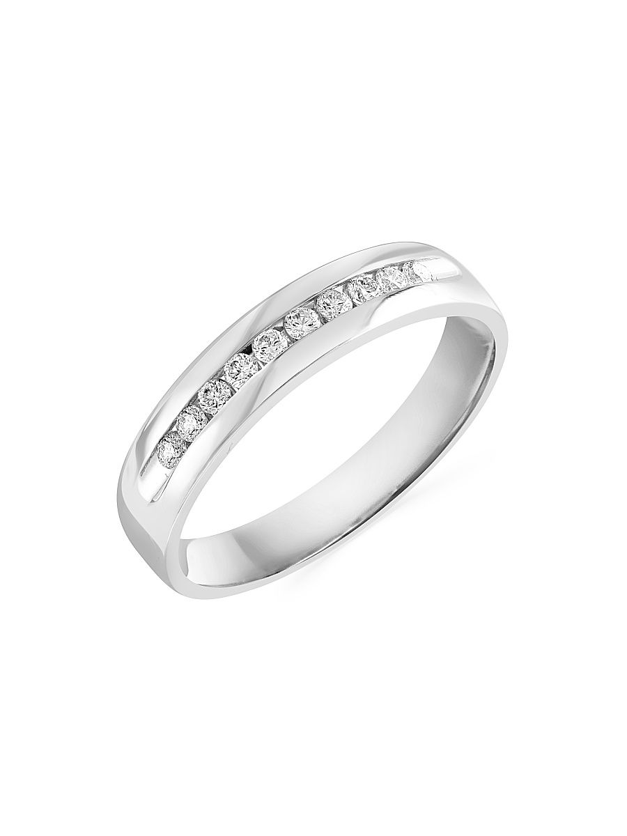 Men's COLLECTION Diamond & 14K White Gold Ring - Silver - Size 10