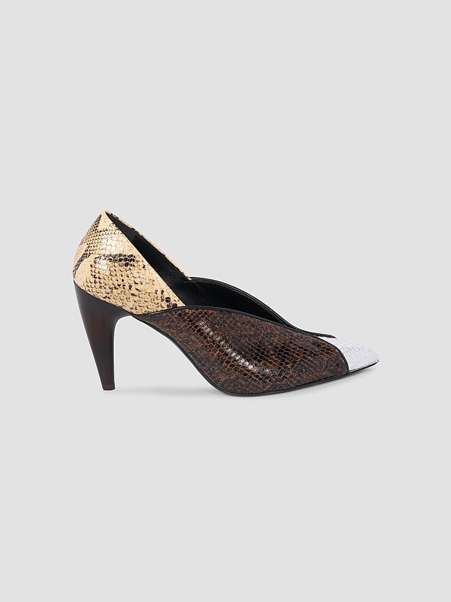 Isabel Marant Women's Luza 90MM Colorblocked Snakeskin-Embossed Leather Pumps - Sahara Mocha - Size 12