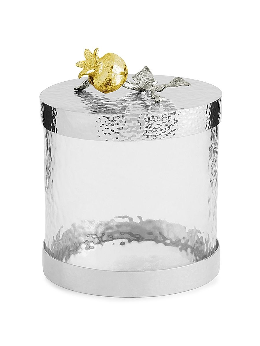 Extra Small Pomegranate Silver & Gold Canister - Grey Yellow
