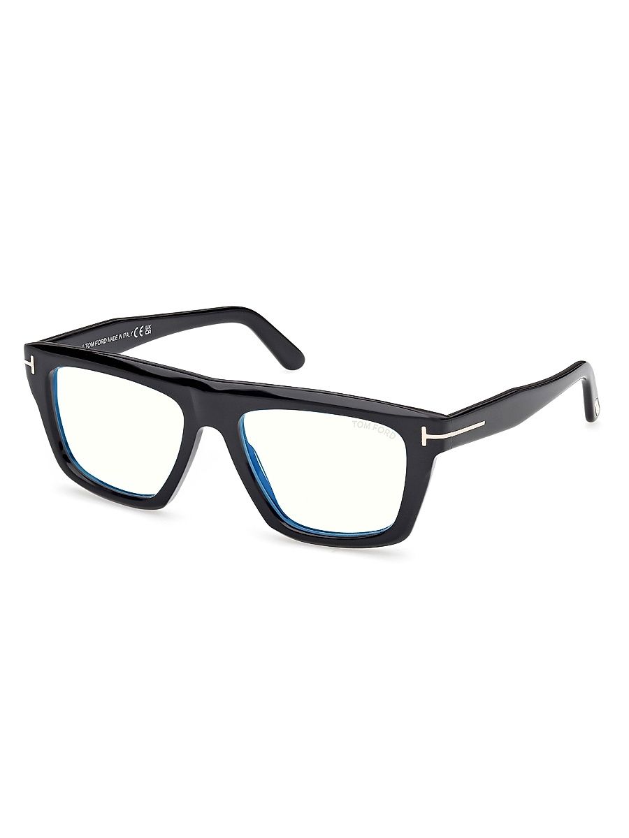 Men's 54MM Rectangular Optical Eyeglasses - Shiny Black