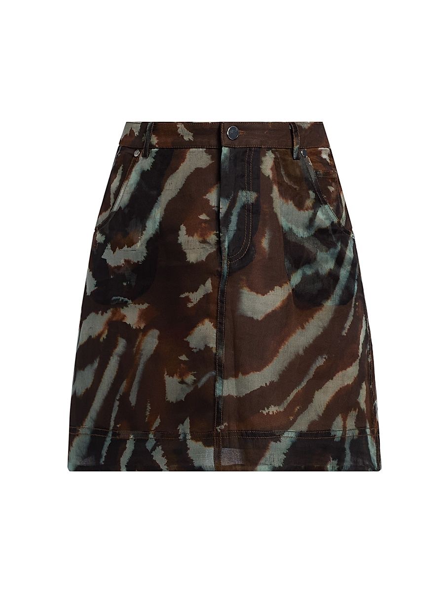 Women's Kathy Printed Sheer Silk Miniskirt - Aerial Terrain - Size 10
