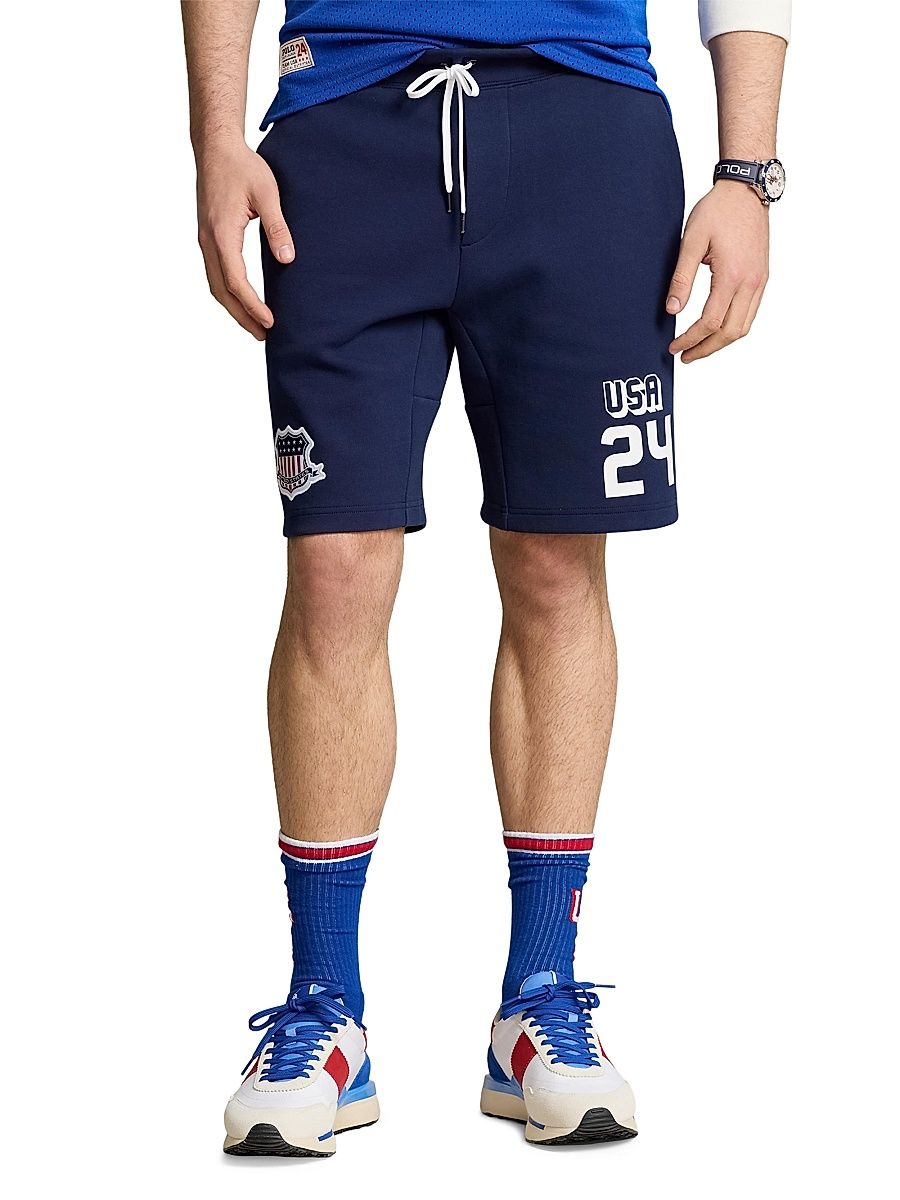 Men's Double-Knit Shield Patch Athletic Shorts - Refined Navy - Size XL