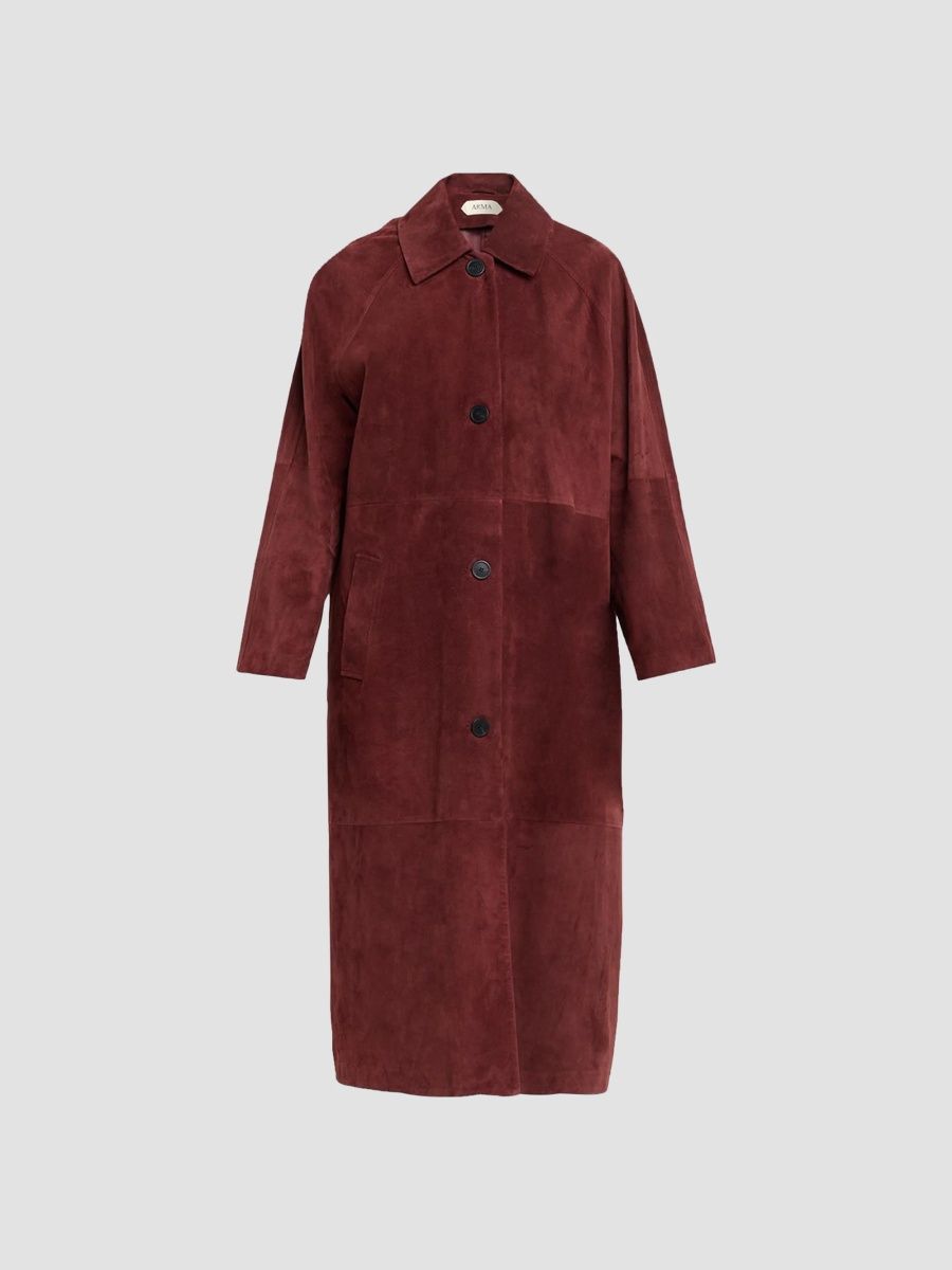 Arma Women's Judy Suede Longline Coat - Mud Brown - Size 8