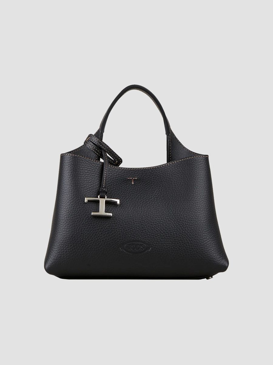 Tod's Women's T Timeless Pendant Leather Top Handle Bag - Nero