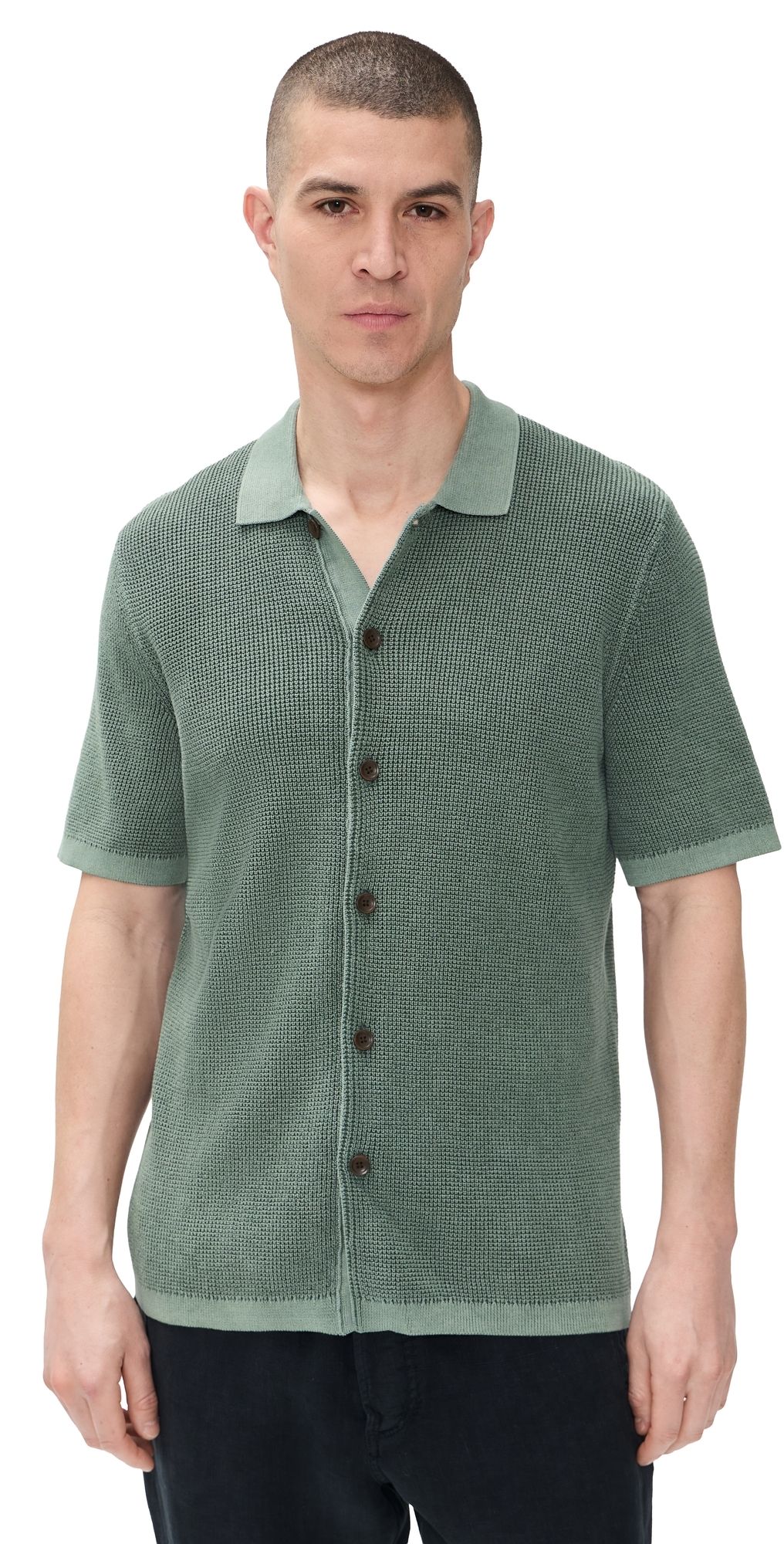 Faherty Short Sleeve Sunwashed Sweater Shirt Mountain Olive XL