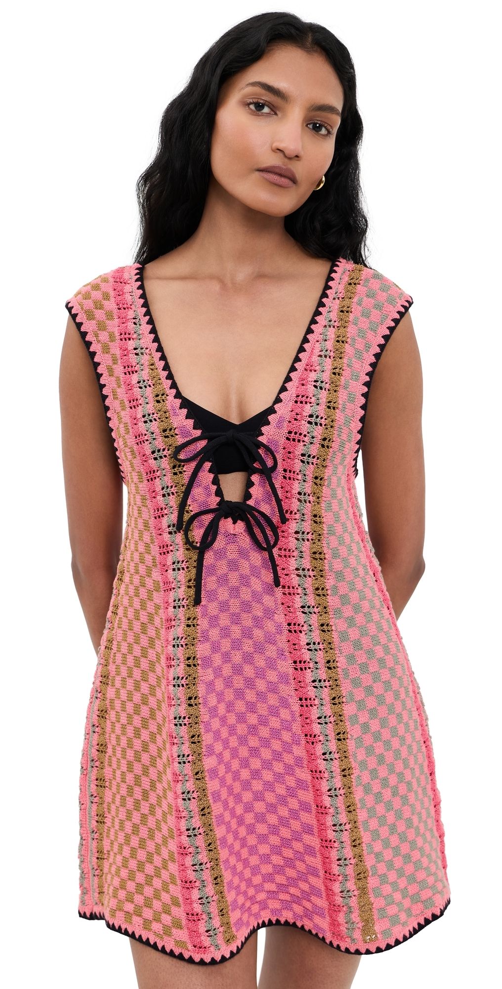 Free People Amalfi Twist Mini Dress Pink Pop Combo XS