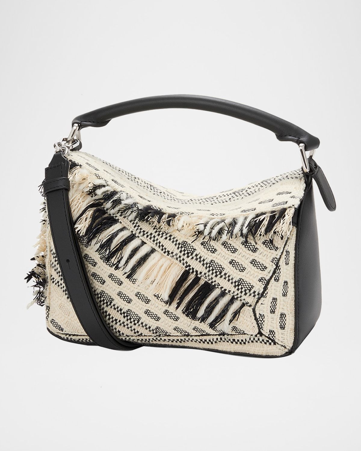 x Albers Puzzle Small Fringe Shoulder Bag in Woven Textile