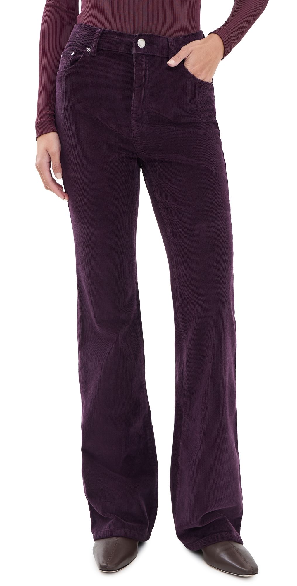 DL1961 Bridget Bootcut Instasculpt Corduroy Pants 33' Blackberry Cord (Stretch Corduroy) 29