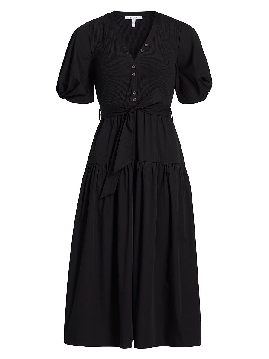 Women's Natalia Mixed Media Dress - Black - Size 8