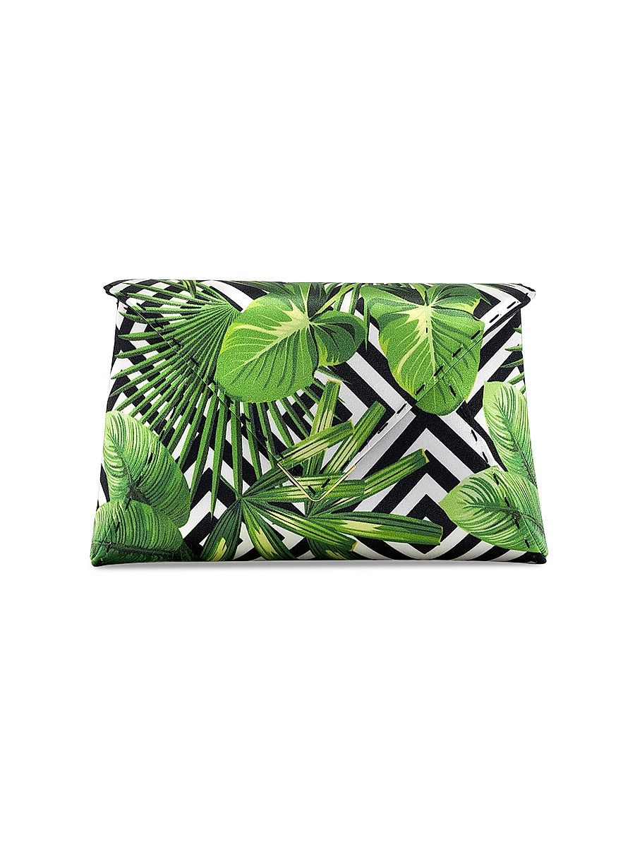 Women's Lee Pouchet Clutch Small Satin with Gold Hardware - Palm Beach