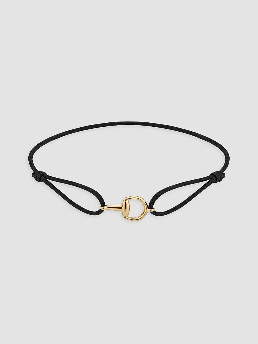 Women's Cotton & 18K Yellow Gold Horsebit Bracelet - Yellow Gold Black