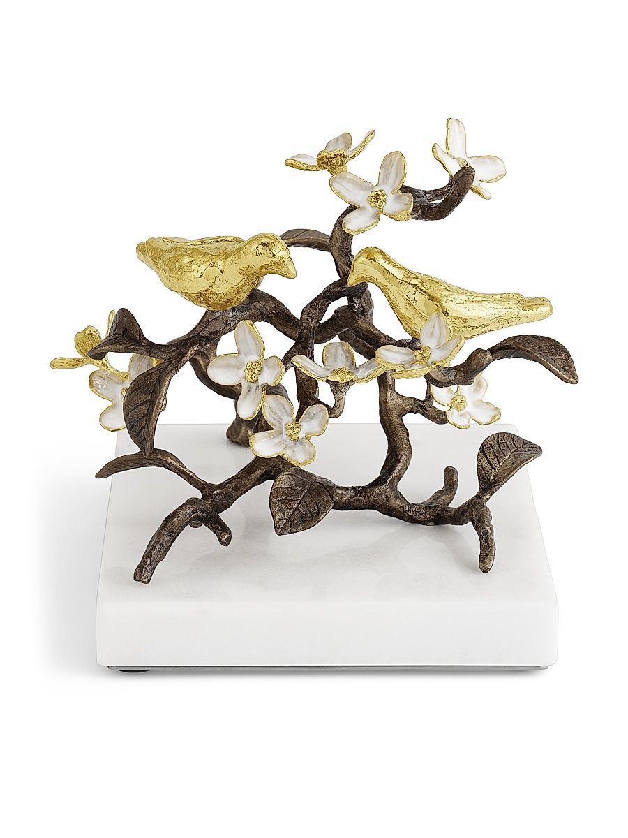 Lovebirds Brass & Marble Decorative Object