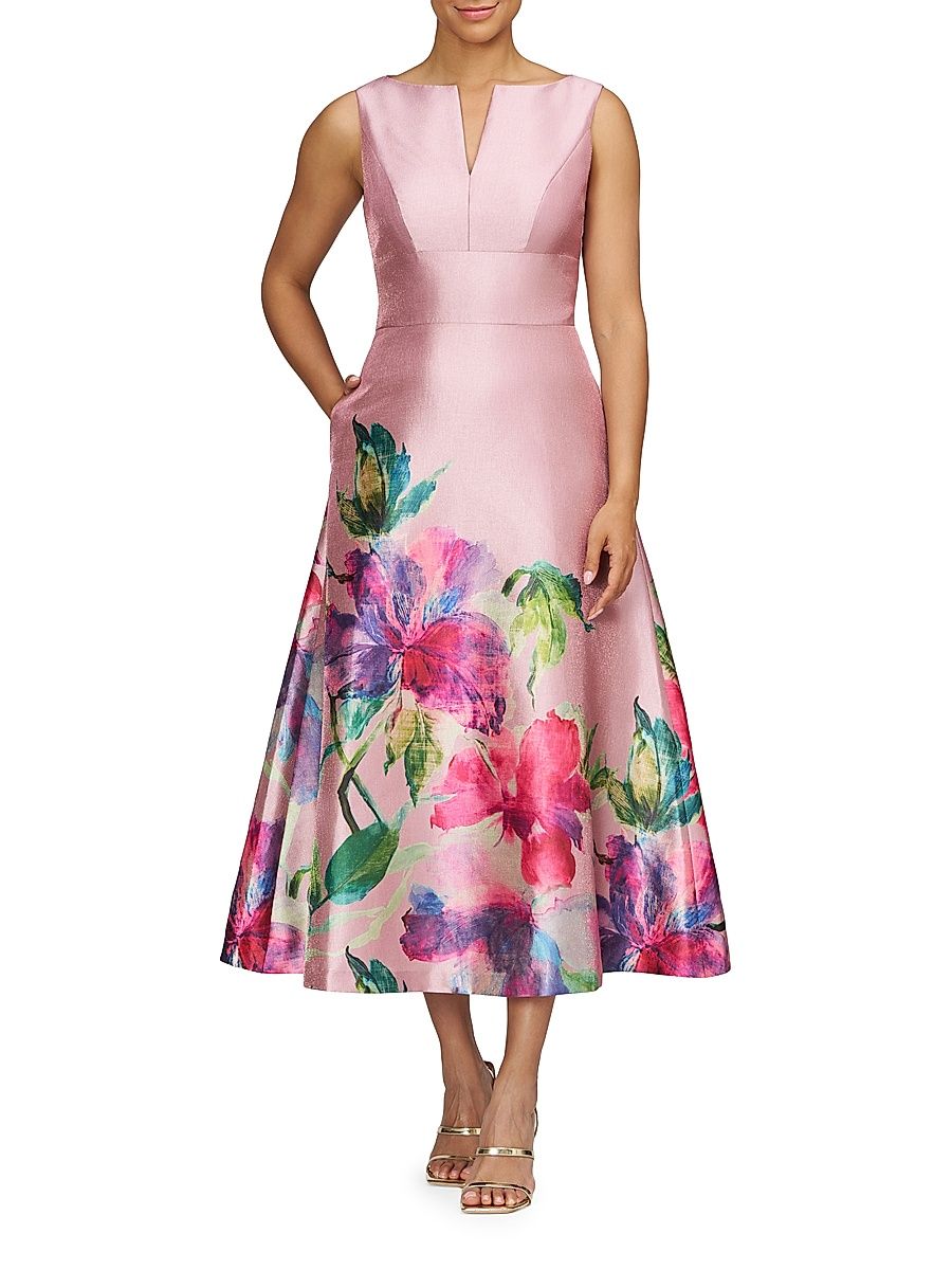 Women's Marlene Floral Metallic Organza Cocktail Dress - Woodrose Multi - Size 8