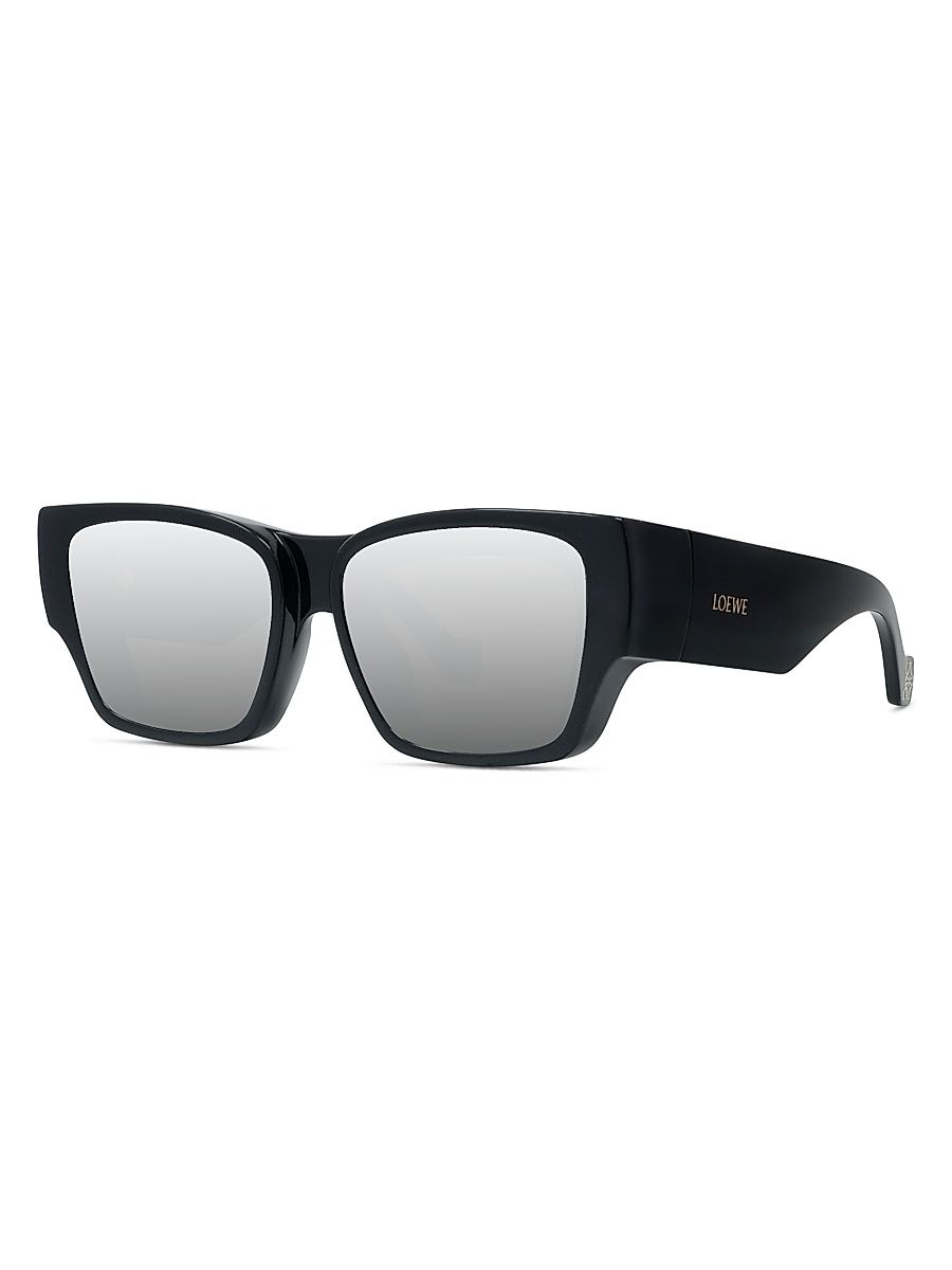 Men's LOEWE x Paula's Ibiza 56MM Square Sunglasses - Shiny Black Smoke