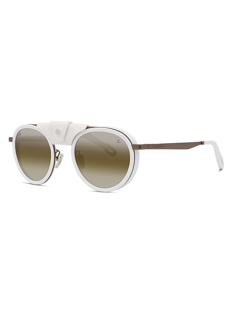 Men's Glacier 01 52MM Round Sunglasses - Green Mirror White