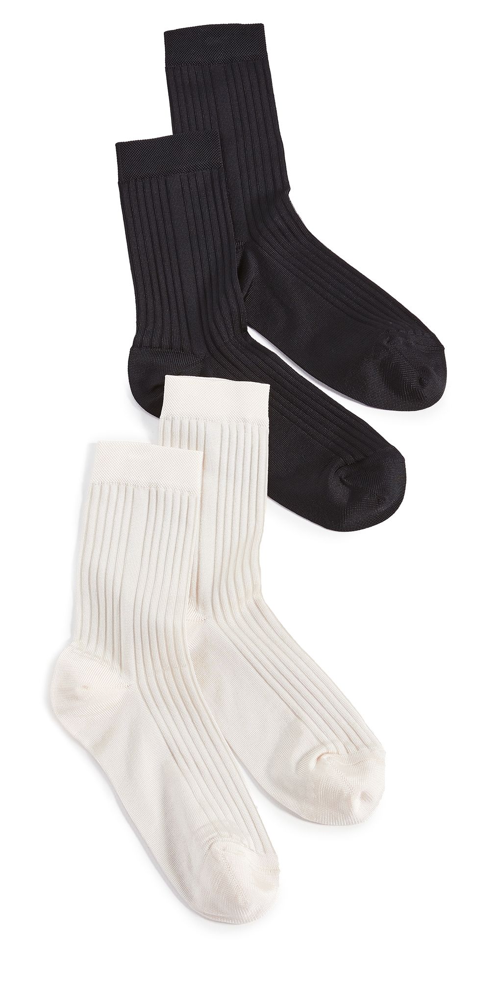 Stems Classic Rib Socks 2 Pack Black & Ivory One Size