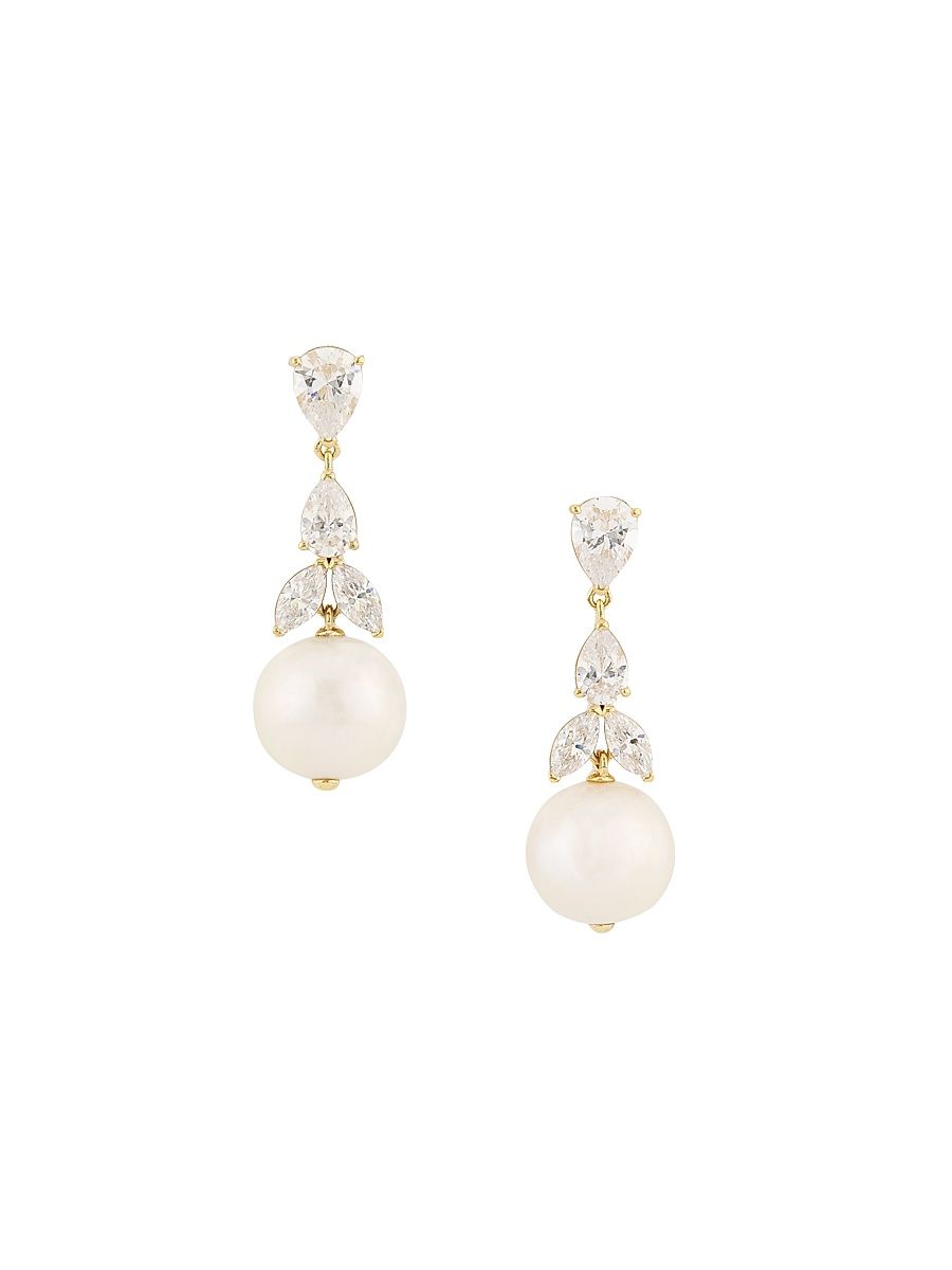 Women's Anna 18K-Gold-Plated, Freshwater Pearl & Cubic Zirconia Drop Earrings - Gold