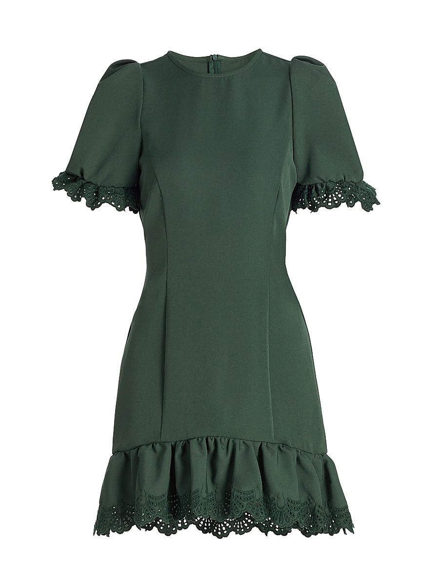 Women's Amenah Crêpe Lace-Trim Dress - Pine - Size 2