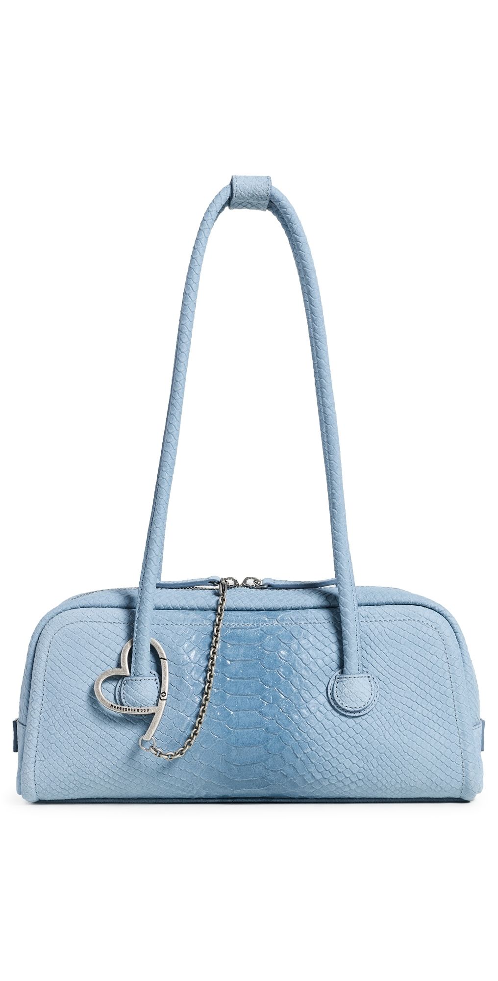 Marge Sherwood Soft Boston EW Shoulder Bag Blue Python Effect Suede One Size