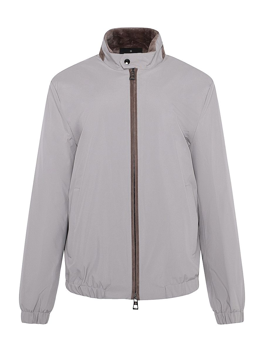 Gorski Men's Fabric Jacket with Shearling Lamb Lining - Grey - Size XXL