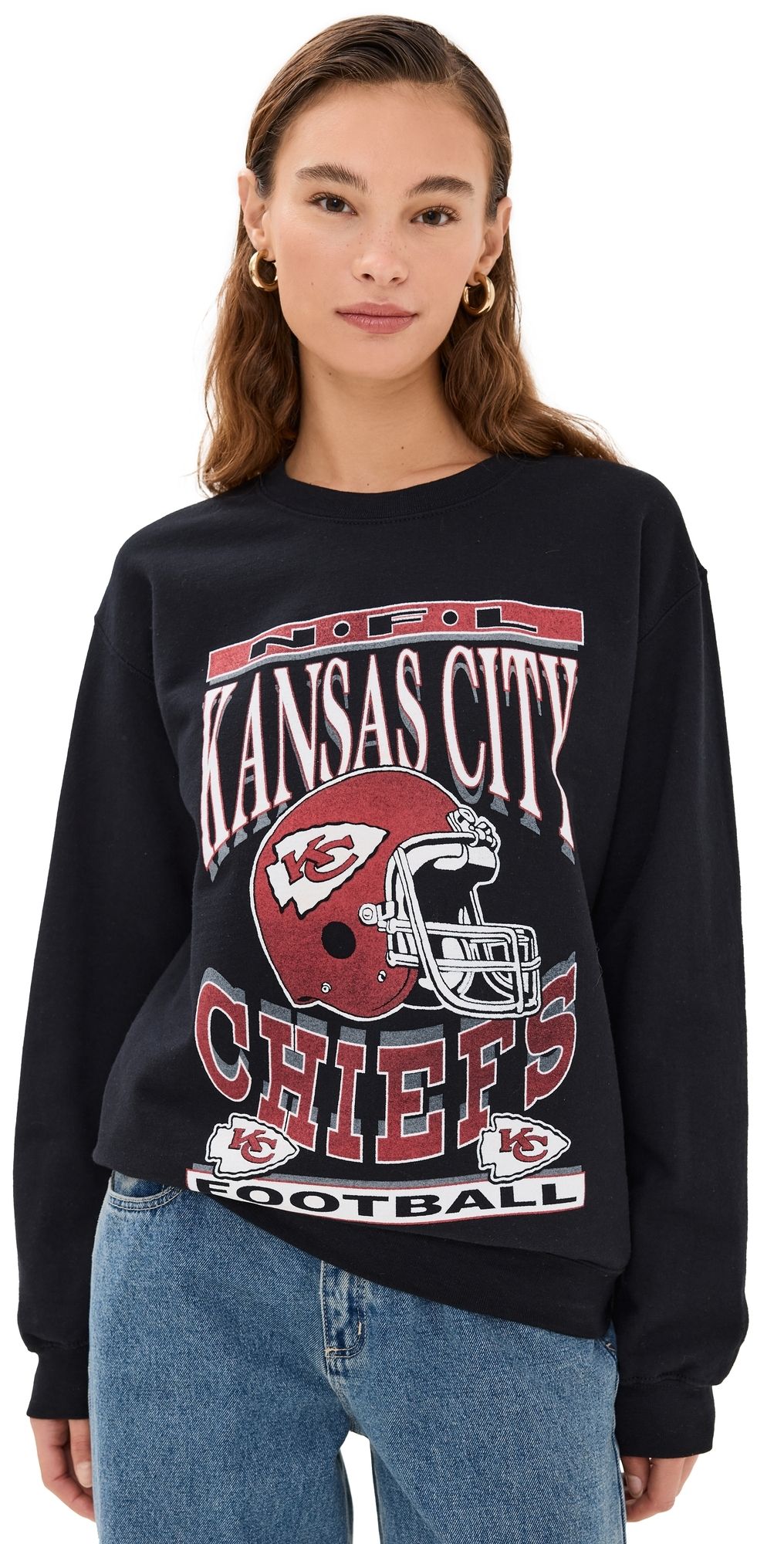 Junk Food Chiefs Helmet Crew Sweatshirt Black S