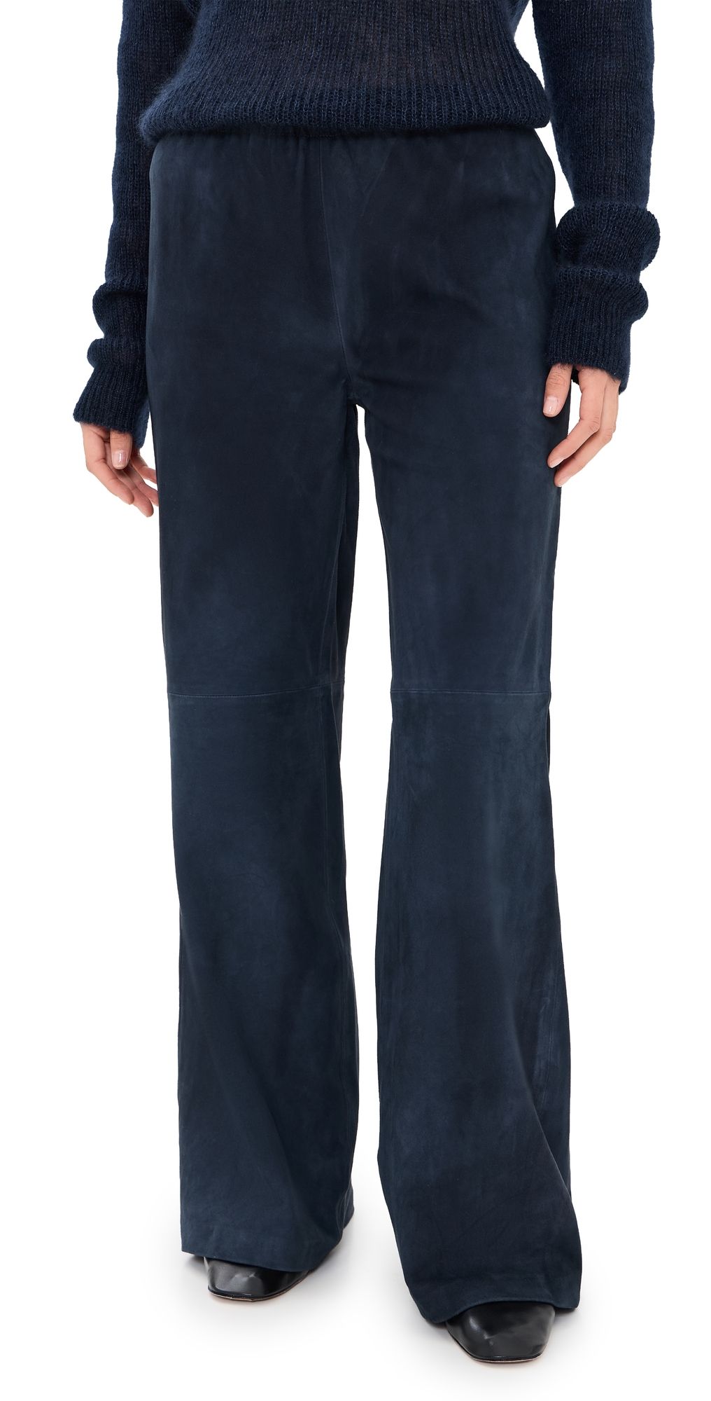 La Ligne Colby Goatskin Suede Pants Navy S