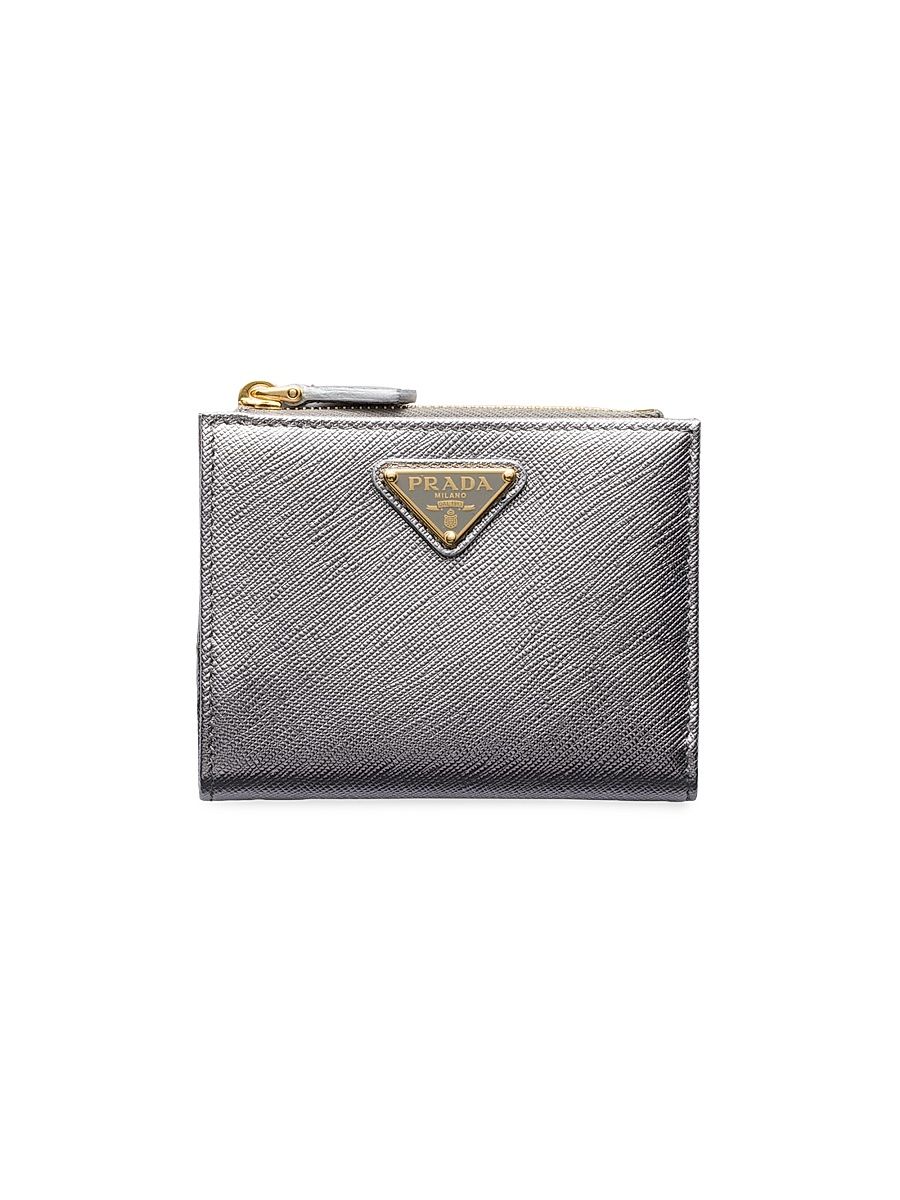 Women's Small Saffiano Leather Wallet - Silver Assorted