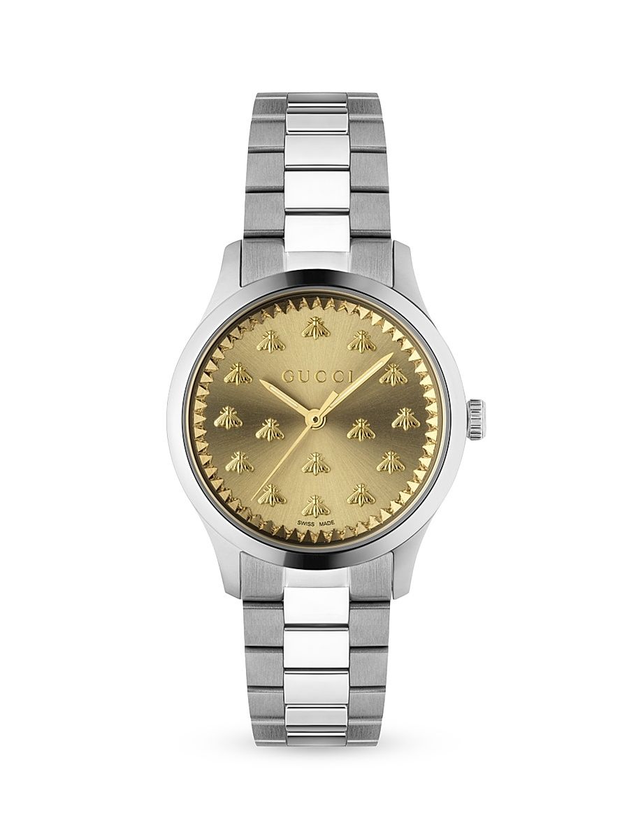 Women's G Timeless Multibee Golden Stainless Steel Bracelet Watch - Steel