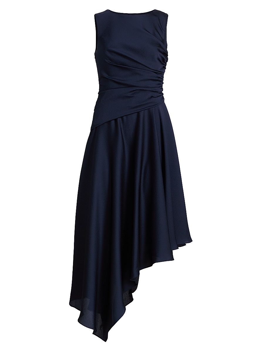 Women's Draped Asymmetric Cocktail Dress - Navy - Size 16