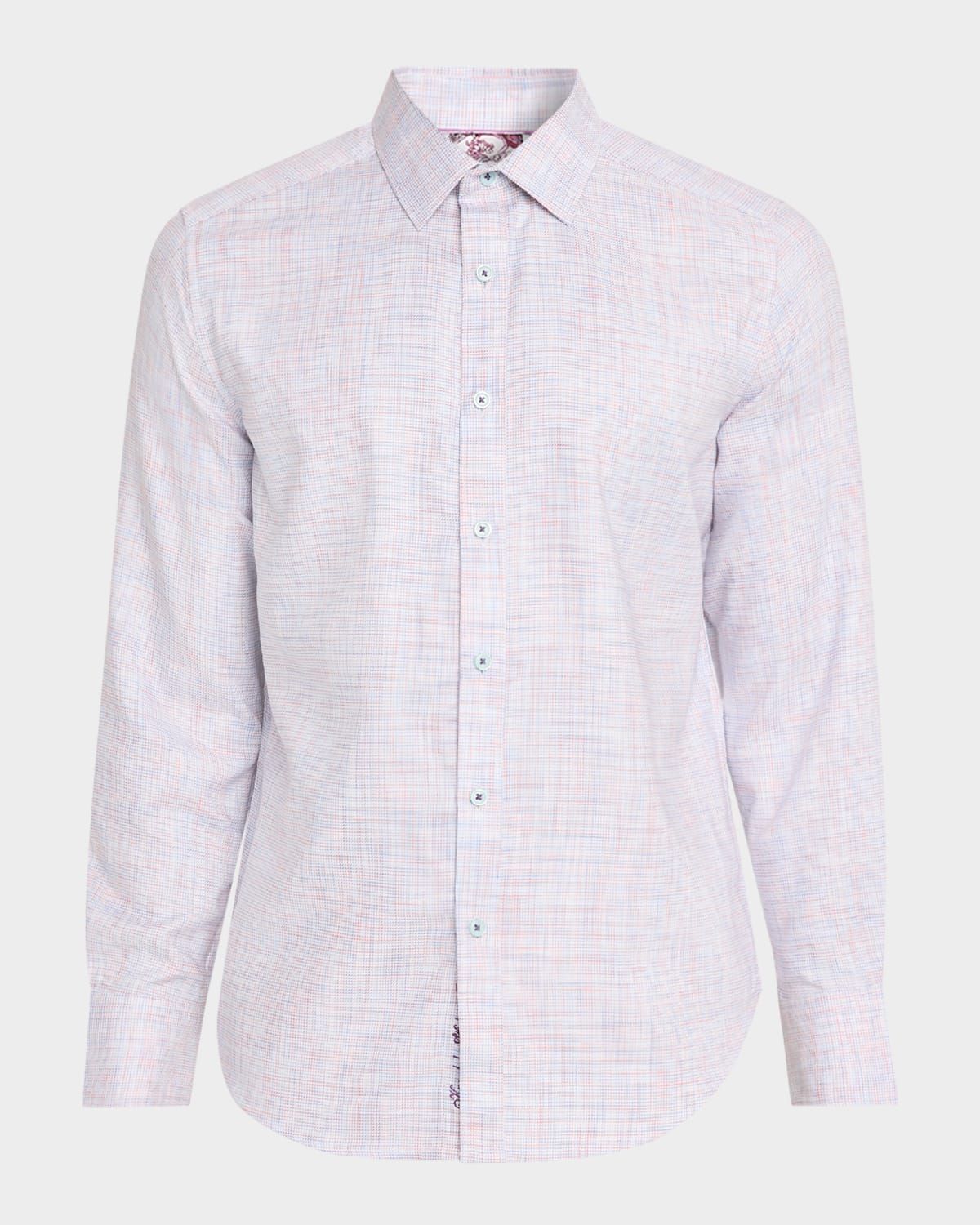 Men & apos;s Edison Cotton Space Dye Check Sport Shirt
