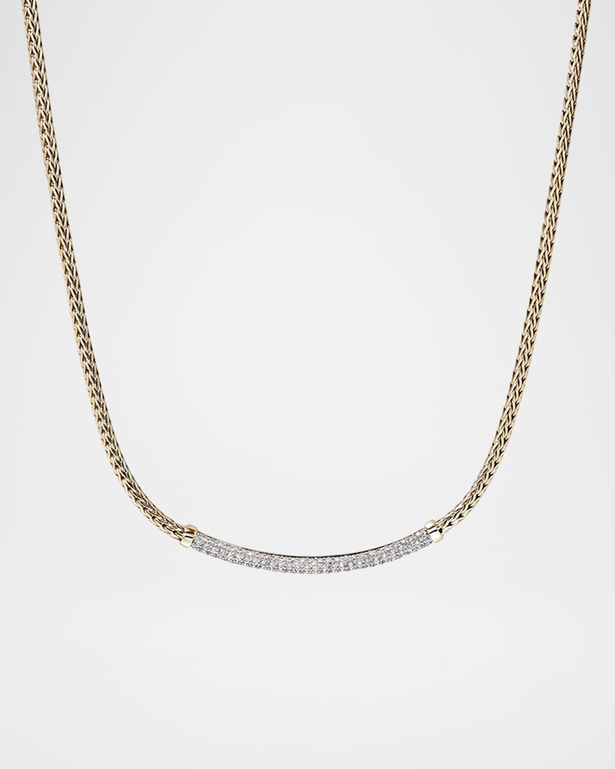 JH Essential 14K Yellow Gold Diamond Pave Station Necklace, 2.5mm